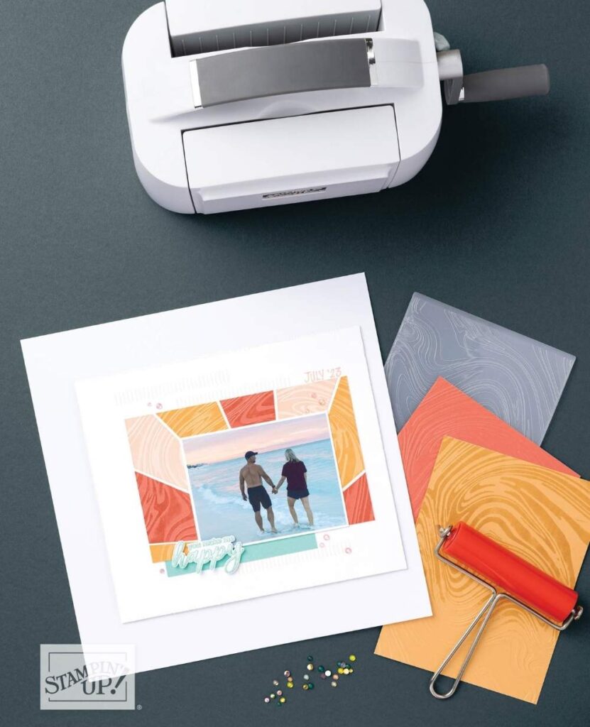 Scrapbookseite mit Stanzmaschine